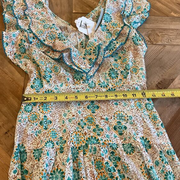 Poupette St Barth Long Dress Della Aqua Ceramique Embroidered Cotton XS - Picture 9 of 11